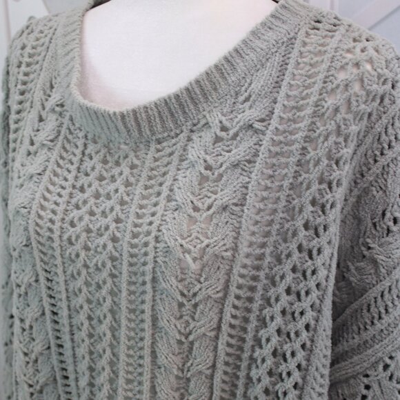 Easel Long Sleeve Boxy Pullover Knitted Sweater Grayish Green Medium - Picture 2 of 12